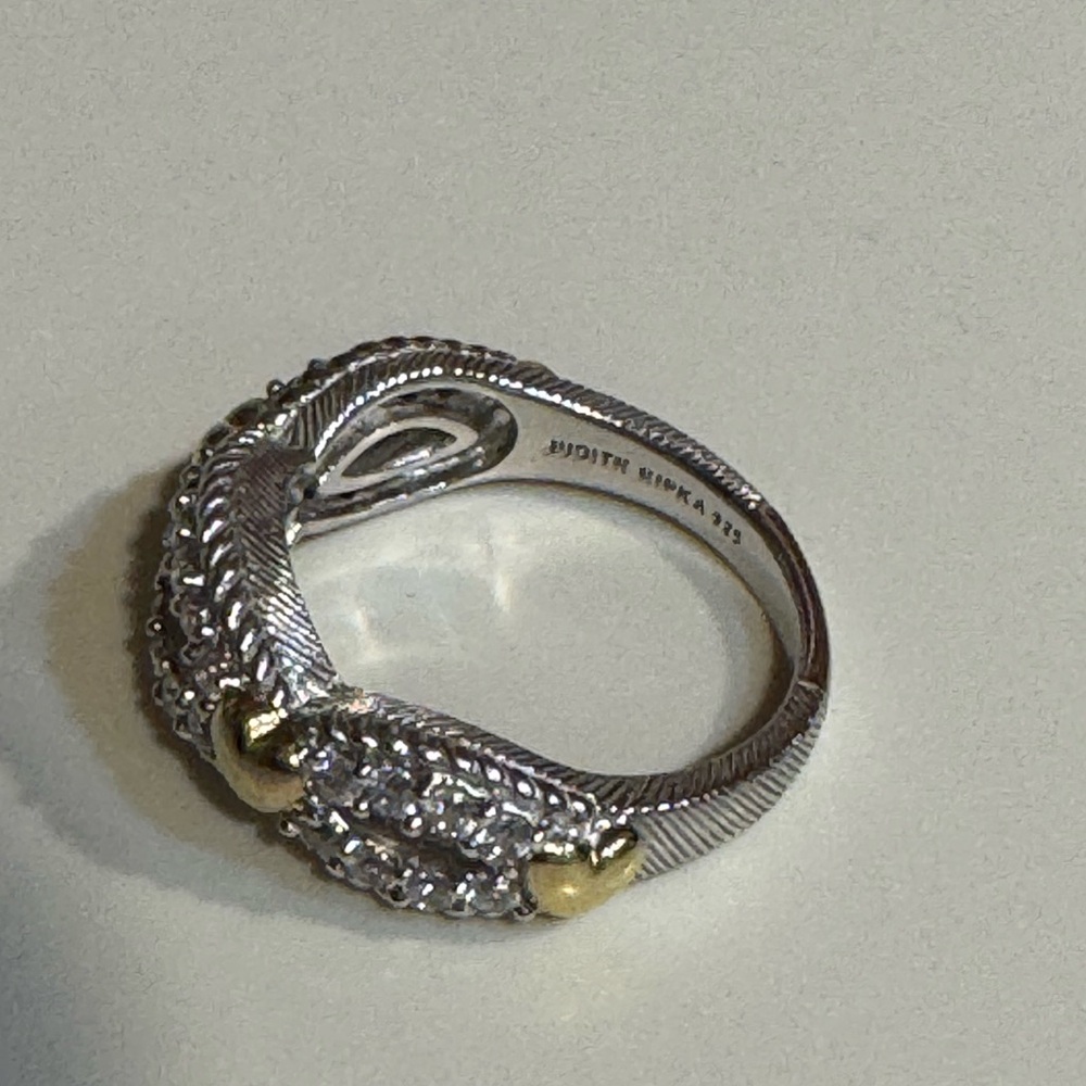 Judith Ripka Silver Ring with Gold Heart Accents - Picture 5 of 13